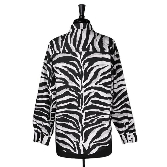 Express Women's Shirt Button Up Animal Print Stretch Oversized Boyfriend Top S - Picture 2 of 8